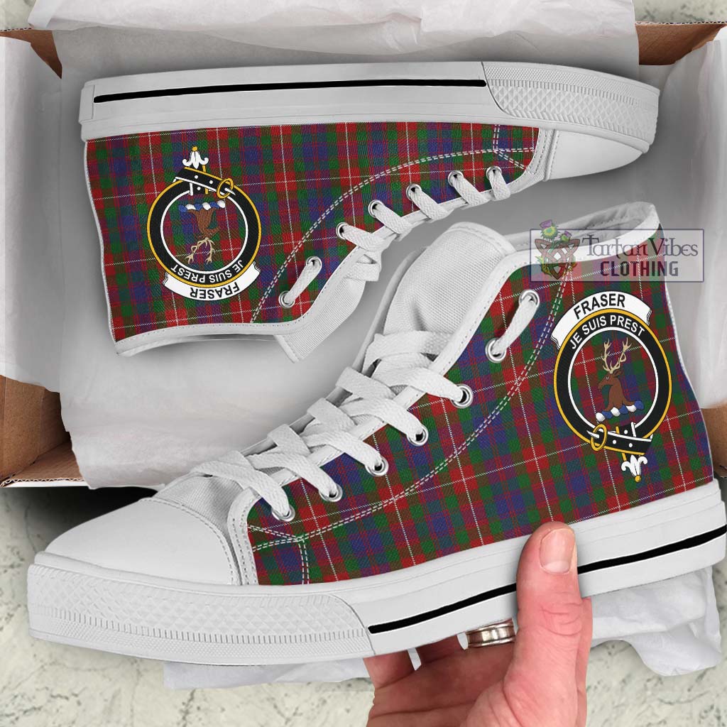 Tartan Vibes Clothing Fraser of Lovat Tartan High Top Shoes with Family Crest