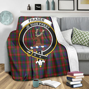 Fraser of Lovat Tartan Blanket with Family Crest