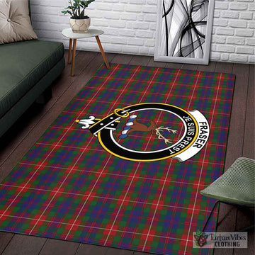 Fraser of Lovat Tartan Area Rug with Family Crest