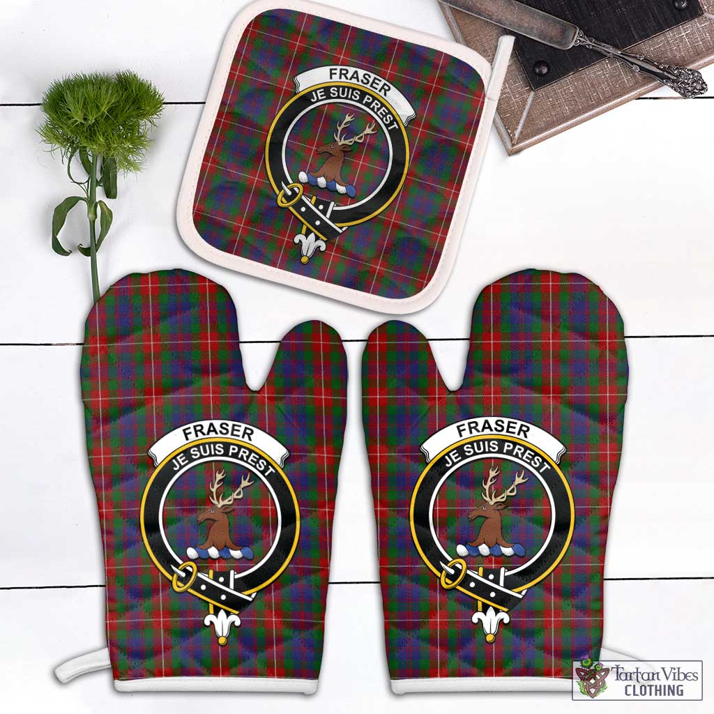 Tartan Vibes Clothing Fraser of Lovat Tartan Combo Oven Mitt & Pot-Holder with Family Crest