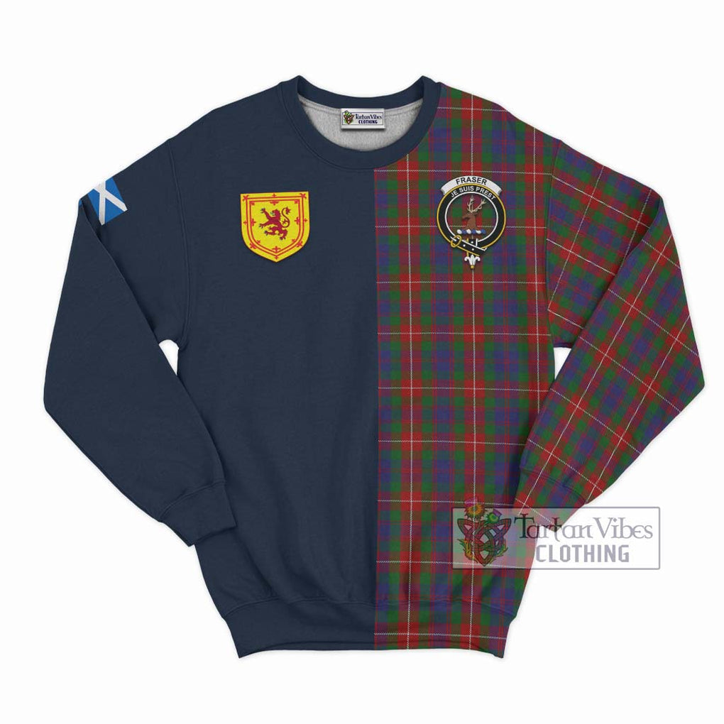 Tartan Vibes Clothing Fraser of Lovat Tartan Sweatshirt with Scottish Lion Royal Arm Half Style