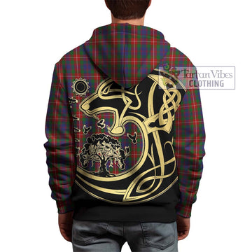 Fraser of Lovat Tartan Hoodie with Family Crest Celtic Wolf Style