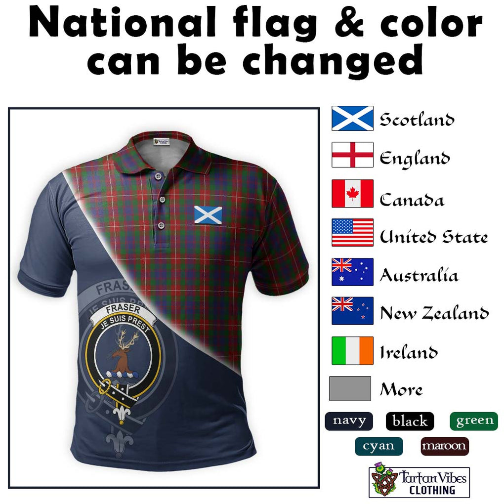 Fraser of Lovat Tartan Polo Shirt with Personalised National Flag and Family Crest Half Style - Tartanvibesclothing Shop