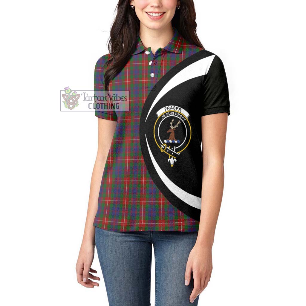 Fraser of Lovat Tartan Women's Polo Shirt with Family Crest Circle Style - Tartan Vibes Clothing