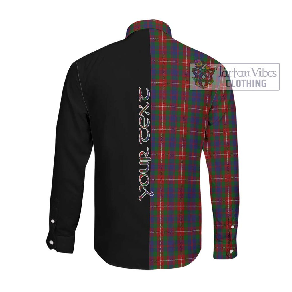 Fraser of Lovat Tartan Long Sleeve Button Shirt with Family Crest and Half Of Me Style Men's Shirt - Tartanvibesclothing Shop