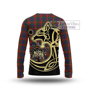 Fraser of Lovat Tartan Long Sleeve T-Shirt with Family Crest Celtic Wolf Style