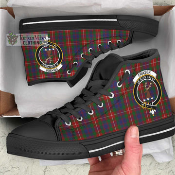Fraser of Lovat Tartan High Top Shoes with Family Crest