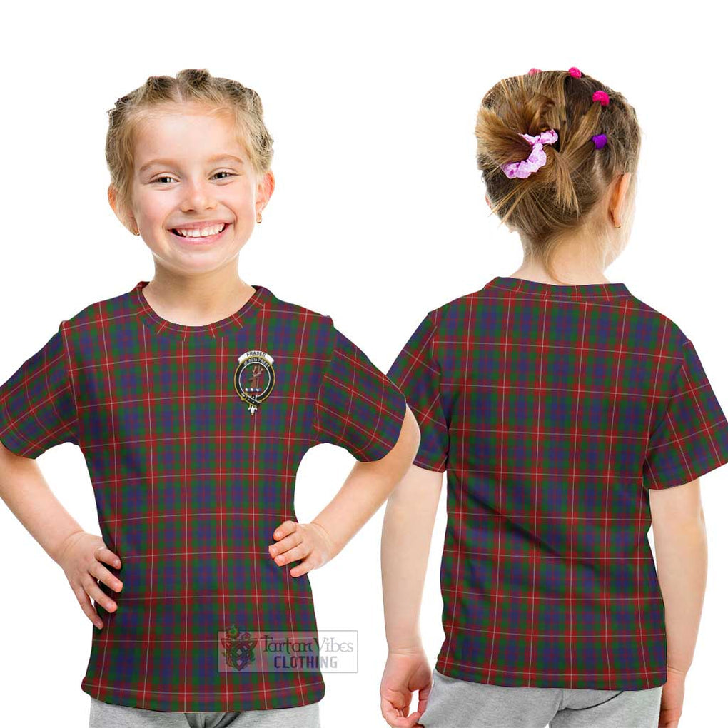 Fraser of Lovat Tartan Kid T-Shirt with Family Crest - Tartanvibesclothing Shop