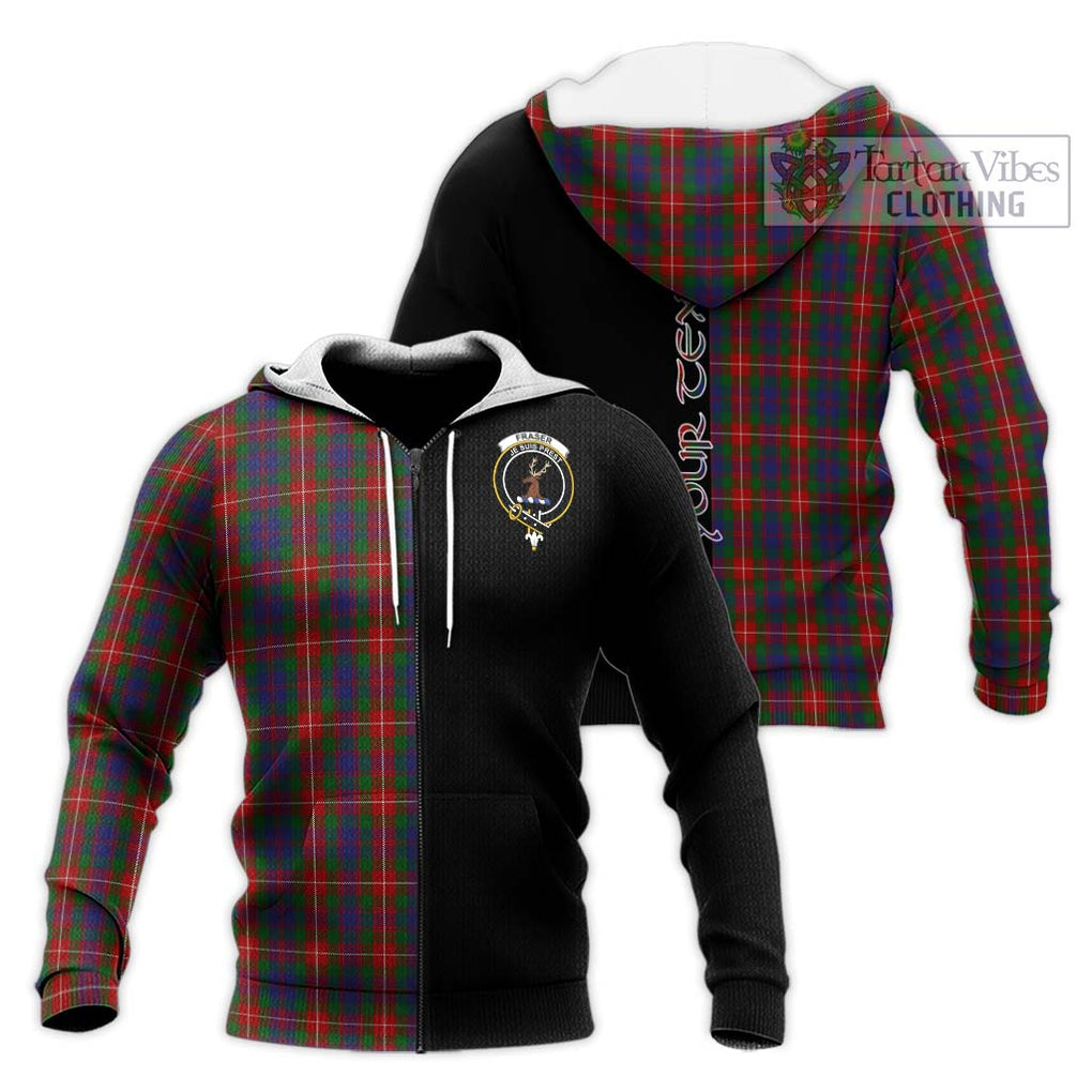 Fraser of Lovat Tartan Knitted Hoodie with Family Crest and Half Of Me Style Unisex Knitted Zip Hoodie - Tartanvibesclothing Shop