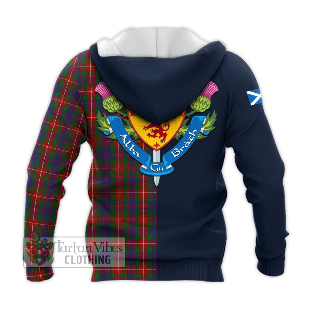 Tartan Vibes Clothing Fraser of Lovat Tartan Knitted Hoodie with Scottish Lion Royal Arm Half Style