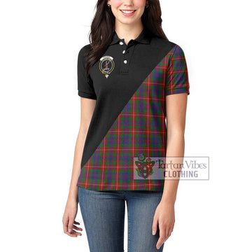 Fraser of Lovat Tartan Women's Polo Shirt with Family Crest and Military Logo Style