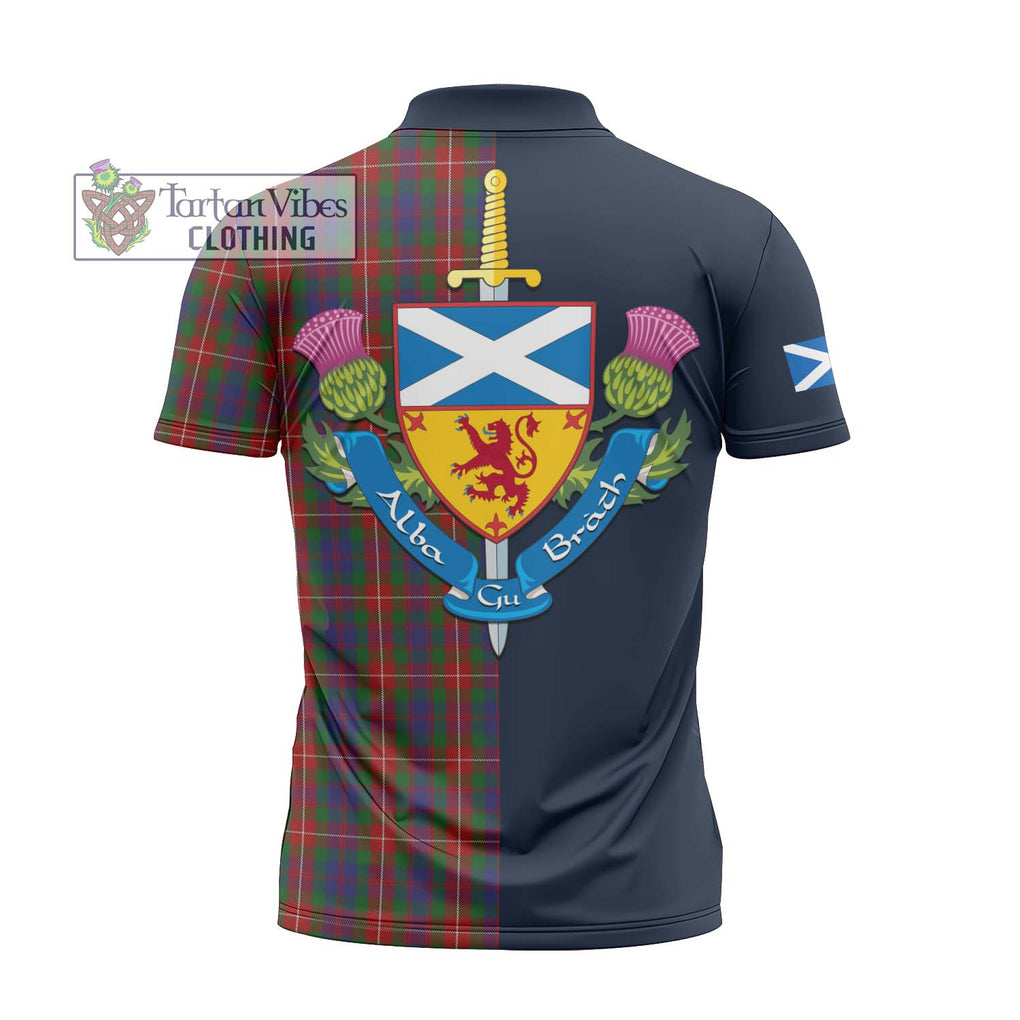 Tartan Vibes Clothing Fraser of Lovat Tartan Zipper Polo Shirt with Scottish Lion Royal Arm Half Style