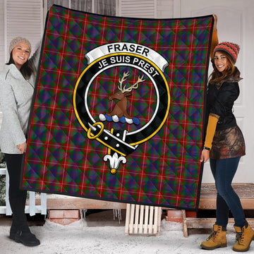 Fraser of Lovat Tartan Quilt with Family Crest
