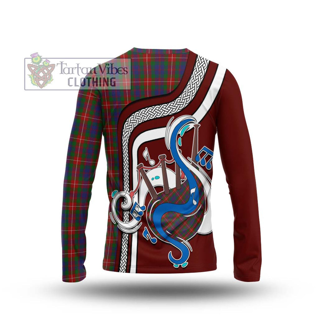 Tartan Vibes Clothing Fraser of Lovat Tartan Long Sleeve T-Shirt with Epic Bagpipe Style