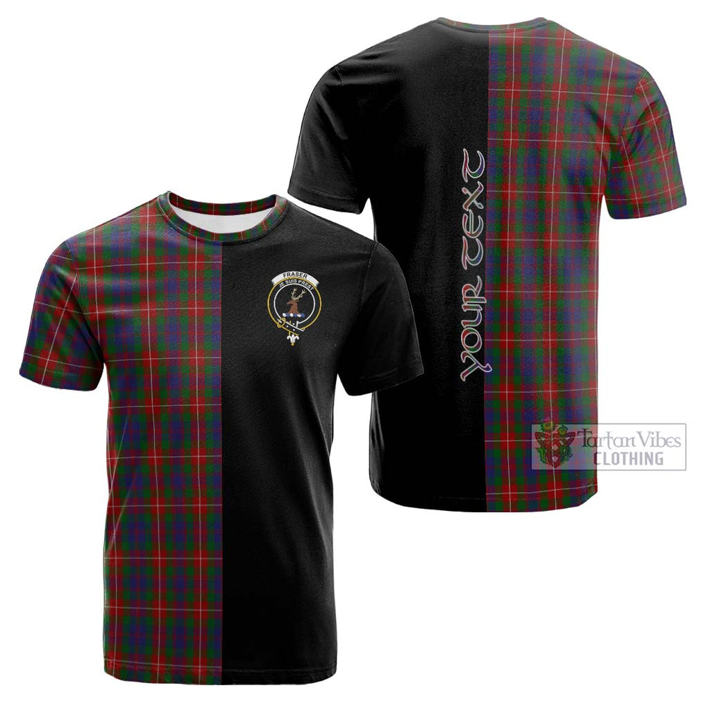 Tartan Vibes Clothing Fraser of Lovat Tartan Cotton T-shirt with Family Crest and Half Of Me Style