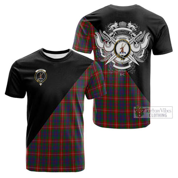 Fraser of Lovat Tartan Cotton T-shirt with Family Crest and Military Logo Style