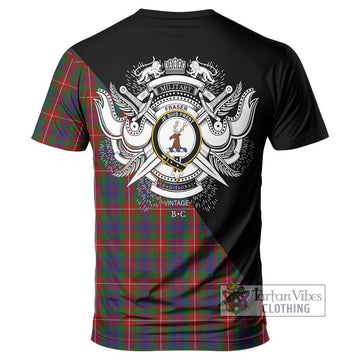 Fraser of Lovat Tartan T-Shirt with Family Crest and Military Logo Style