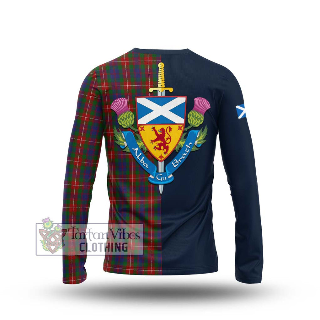 Tartan Vibes Clothing Fraser of Lovat Tartan Long Sleeve T-Shirt with Scottish Lion Royal Arm Half Style