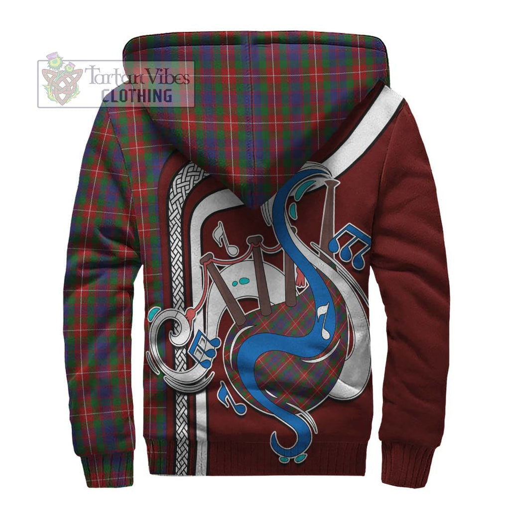 Fraser of Lovat Tartan Sherpa Hoodie with Epic Bagpipe Style - Tartanvibesclothing Shop