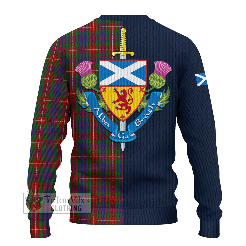 Tartan Vibes Clothing Fraser of Lovat Tartan Knitted Sweater with Scottish Lion Royal Arm Half Style