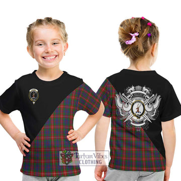 Fraser of Lovat Tartan Kid T-Shirt with Family Crest and Military Logo Style