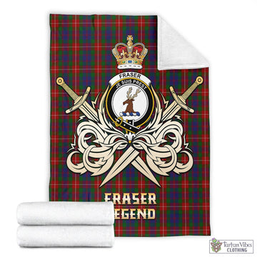 Fraser of Lovat Tartan Blanket with Clan Crest and the Golden Sword of Courageous Legacy