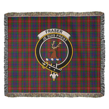 Fraser of Lovat Tartan Woven Blanket with Family Crest