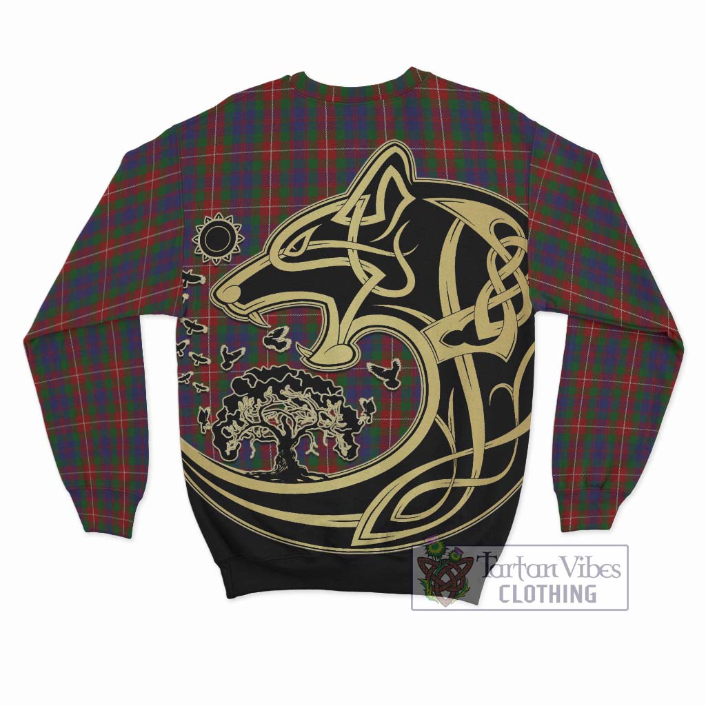 Tartan Vibes Clothing Fraser of Lovat Tartan Sweatshirt with Family Crest Celtic Wolf Style