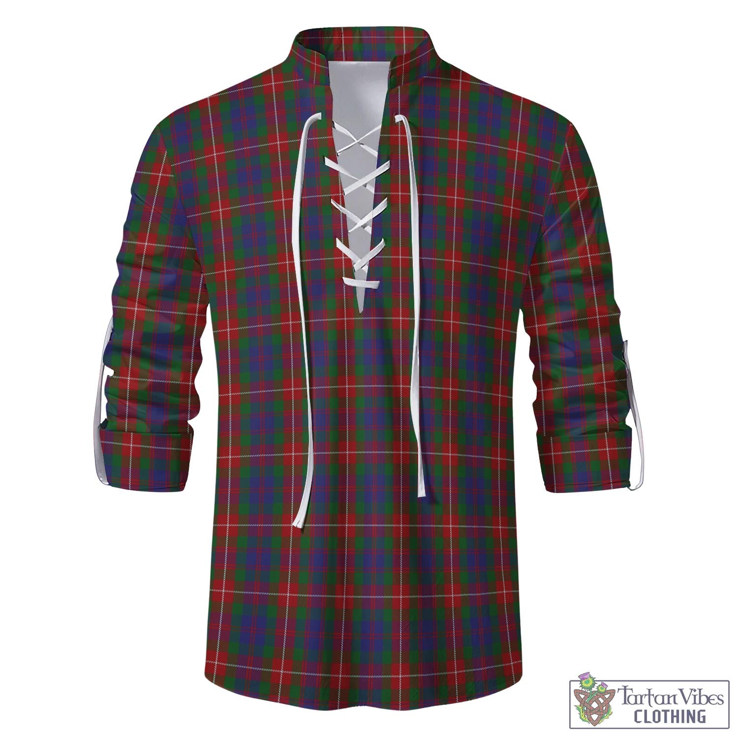 Tartan Vibes Clothing Fraser of Lovat Tartan Men's Scottish Traditional Jacobite Ghillie Kilt Shirt