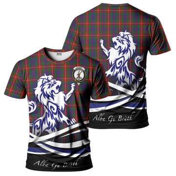 Fraser of Lovat Tartan T-Shirt with Alba Gu Brath Regal Lion Emblem