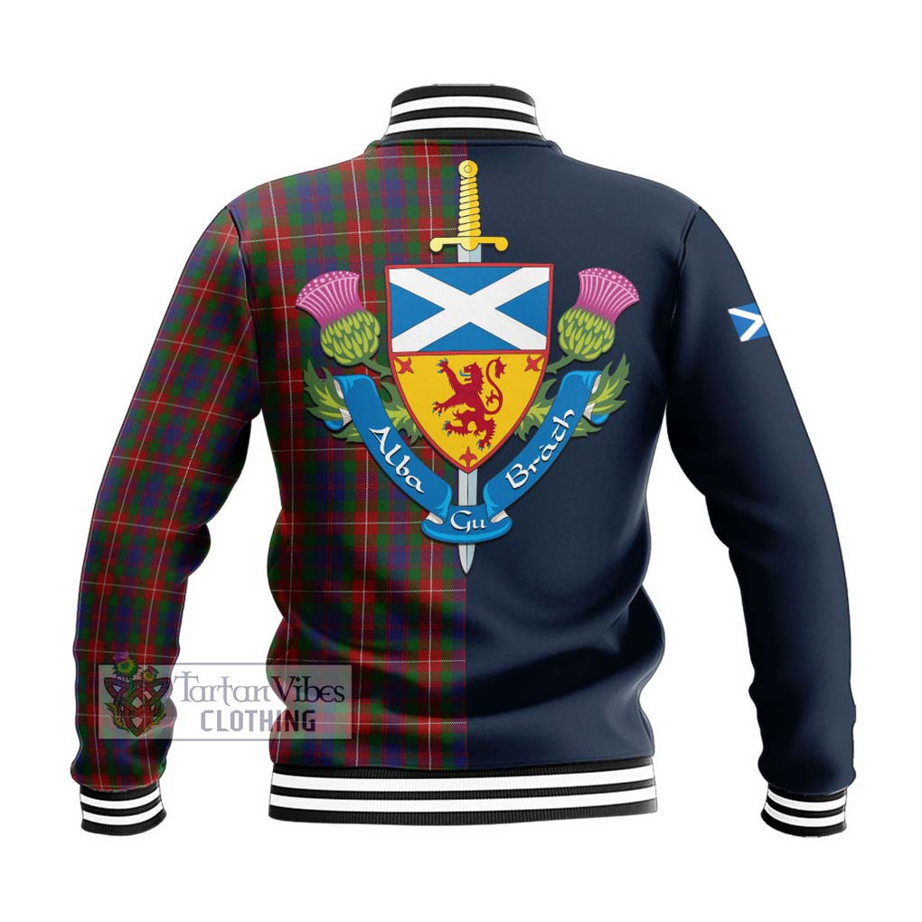 Tartan Vibes Clothing Fraser of Lovat Tartan Baseball Jacket with Scottish Lion Royal Arm Half Style