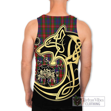 Fraser of Lovat Tartan Men's Tank Top with Family Crest Celtic Wolf Style