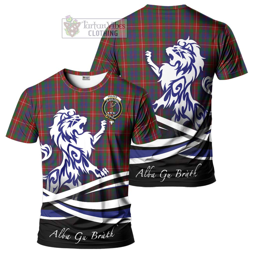 Tartan Vibes Clothing Fraser of Lovat Tartan Cotton T-shirt with Alba Gu Brath Regal Lion Emblem