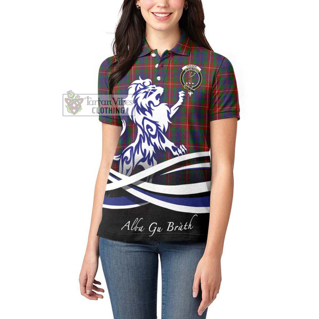 Fraser of Lovat Tartan Women's Polo Shirt with Alba Gu Brath Regal Lion Emblem - Tartanvibesclothing Shop