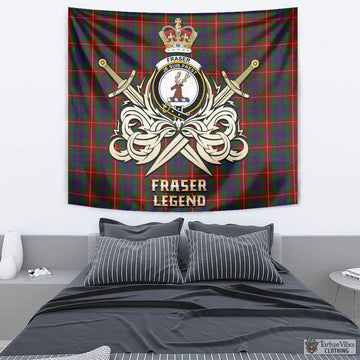 Fraser of Lovat Tartan Tapestry with Clan Crest and the Golden Sword of Courageous Legacy