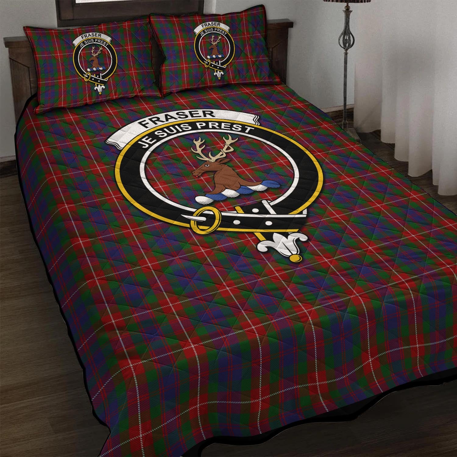 Fraser of Lovat Tartan Quilt Bed Set with Family Crest - Tartanvibesclothing