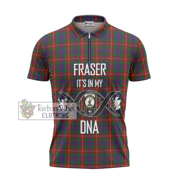 Fraser of Lovat Tartan Zipper Polo Shirt with Family Crest DNA In Me Style