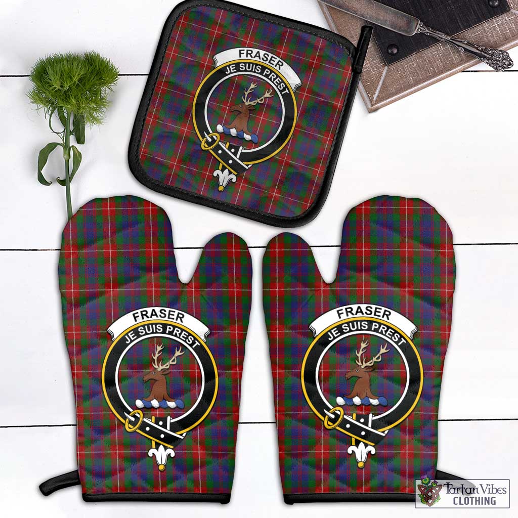 Tartan Vibes Clothing Fraser of Lovat Tartan Combo Oven Mitt & Pot-Holder with Family Crest