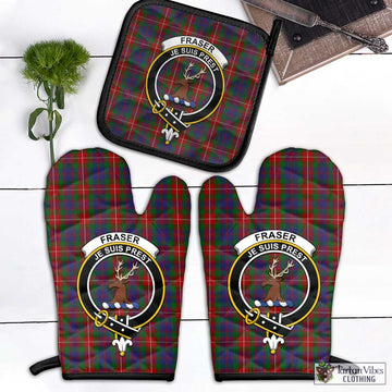 Fraser of Lovat Tartan Combo Oven Mitt & Pot-Holder with Family Crest