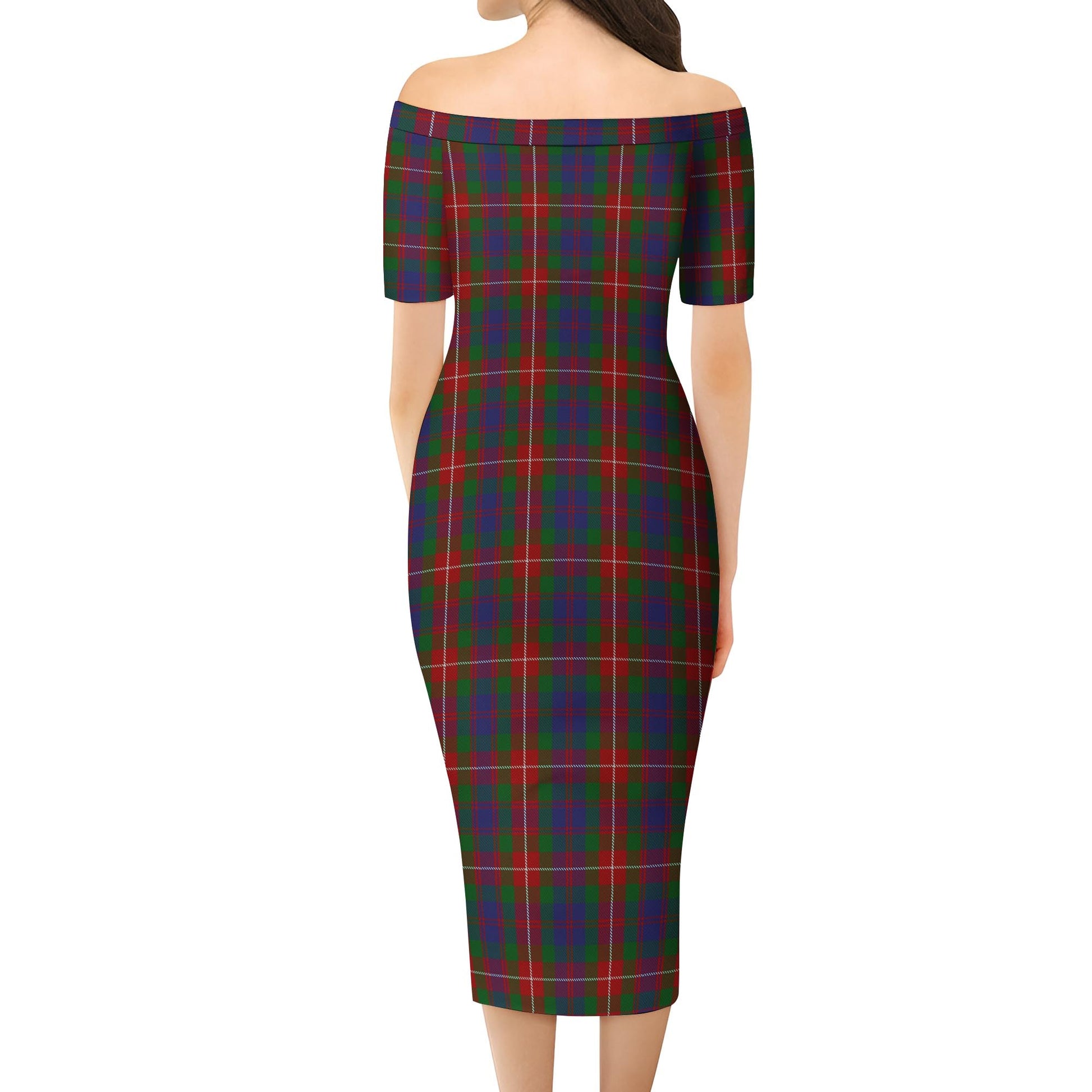 Fraser of Lovat Tartan Off Shoulder Lady Dress - Tartanvibesclothing