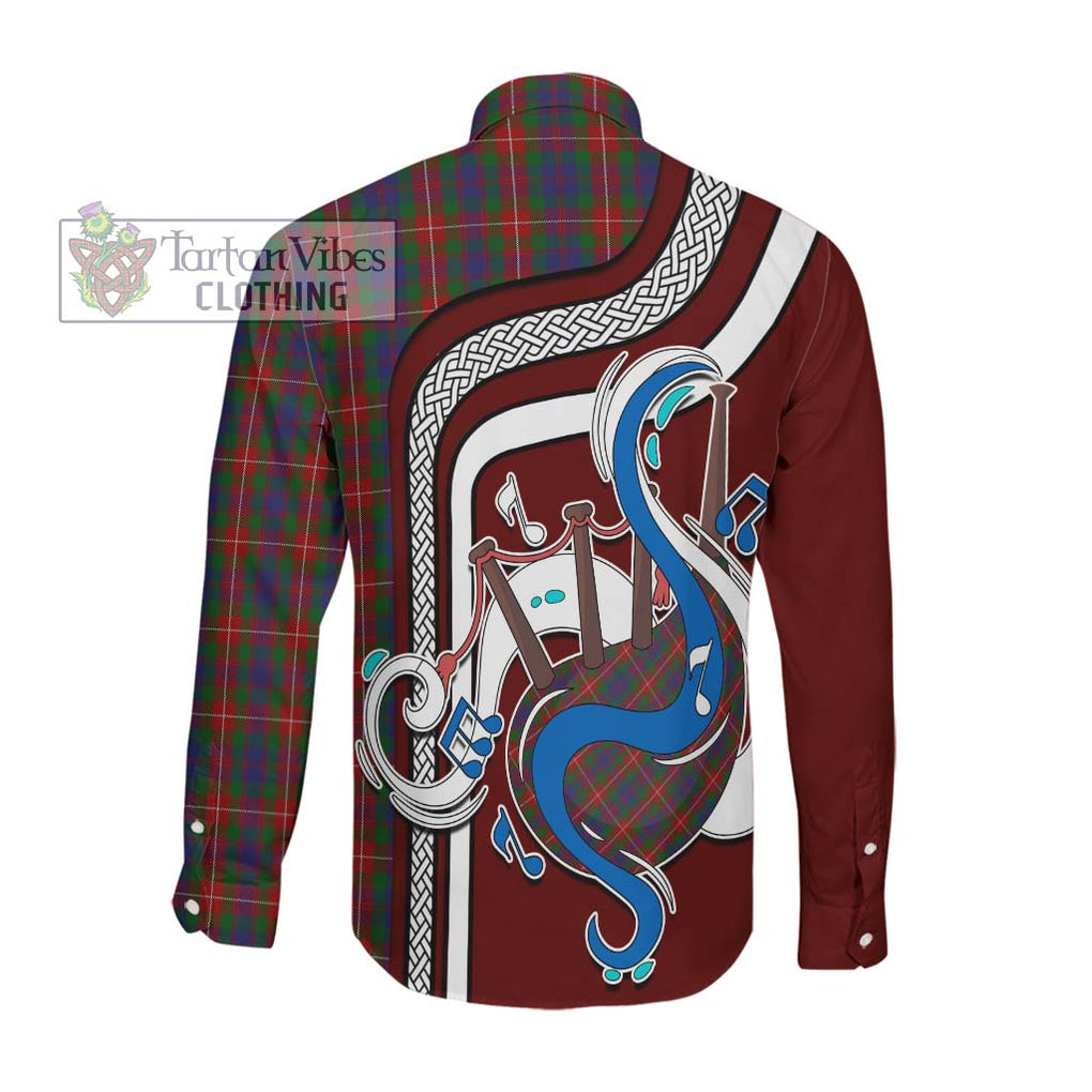 Fraser of Lovat Tartan Long Sleeve Button Shirt with Epic Bagpipe Style Men's Shirt - Tartanvibesclothing Shop