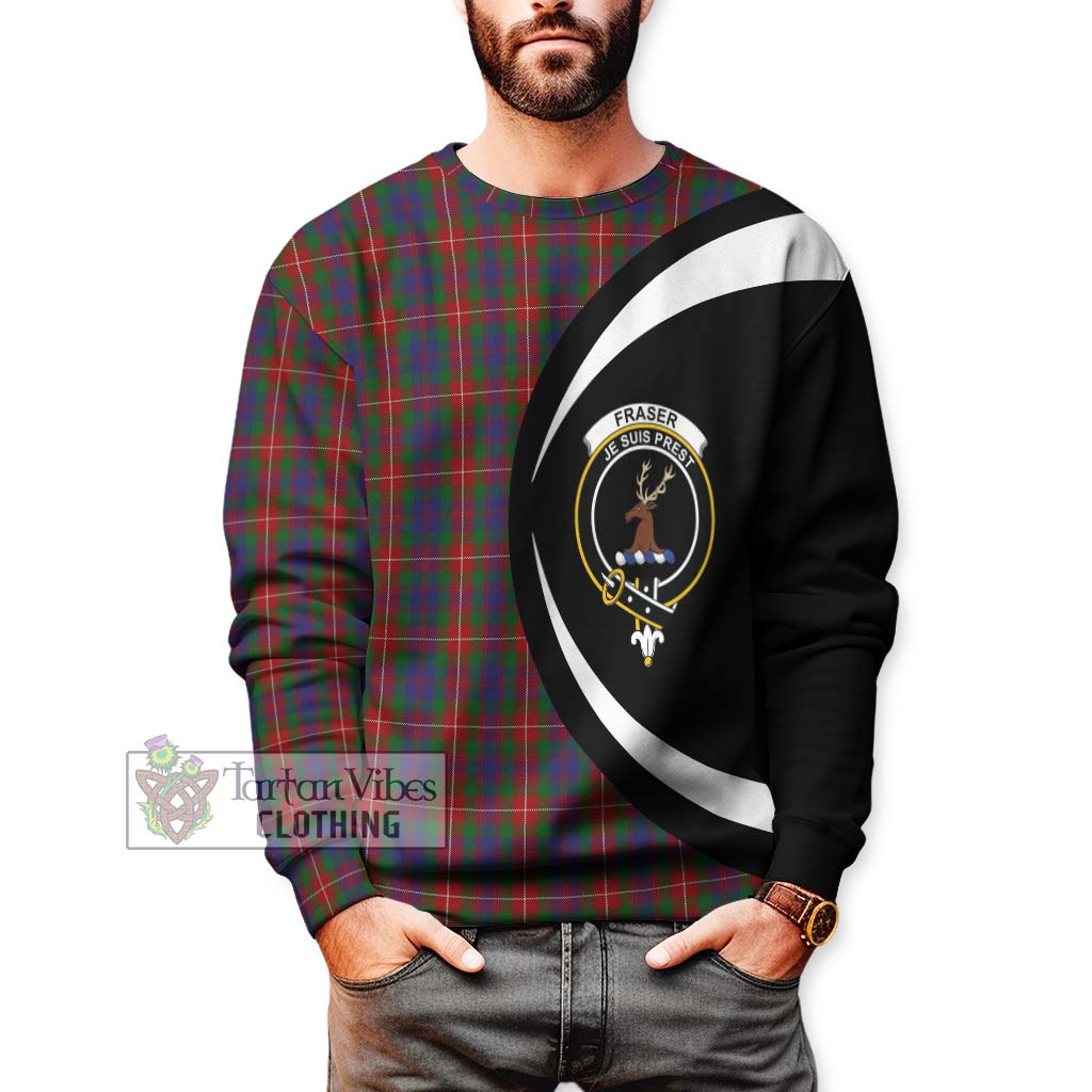 Tartan Vibes Clothing Fraser of Lovat Tartan Sweatshirt with Family Crest Circle Style