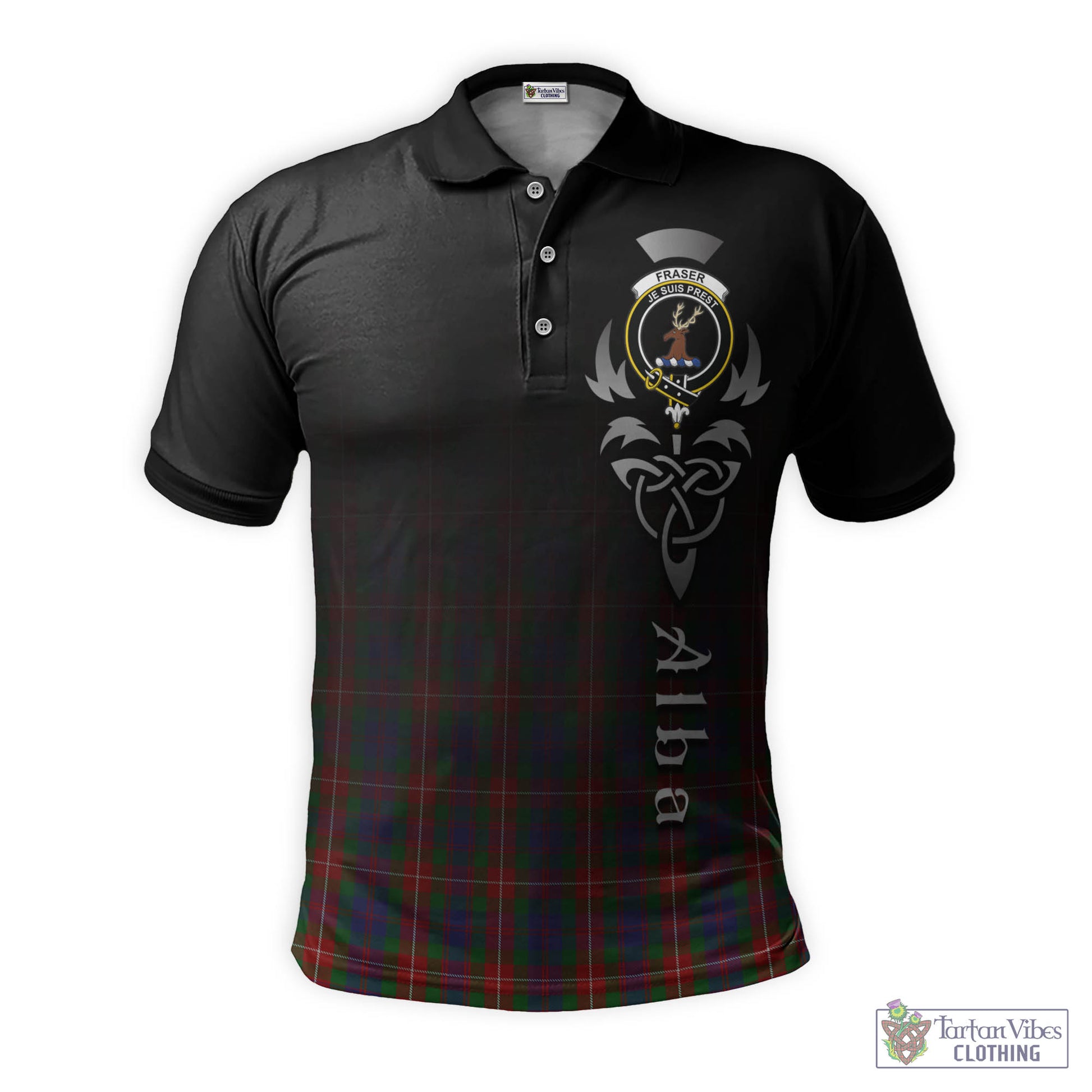 Tartan Vibes Clothing Fraser of Lovat Tartan Polo Shirt Featuring Alba Gu Brath Family Crest Celtic Inspired