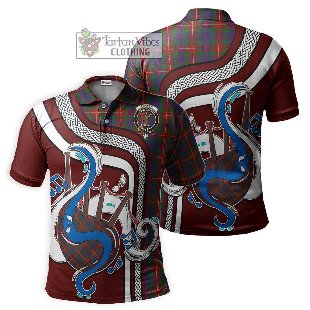 Tartan Vibes Clothing Fraser of Lovat Tartan Polo Shirt with Epic Bagpipe Style