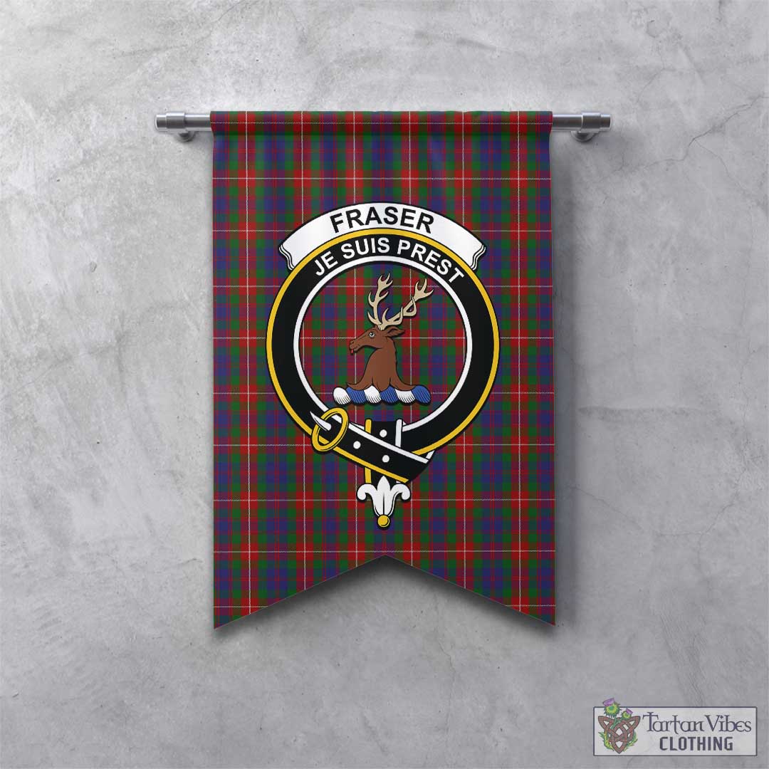 Tartan Vibes Clothing Fraser of Lovat Tartan Gonfalon, Tartan Banner with Family Crest