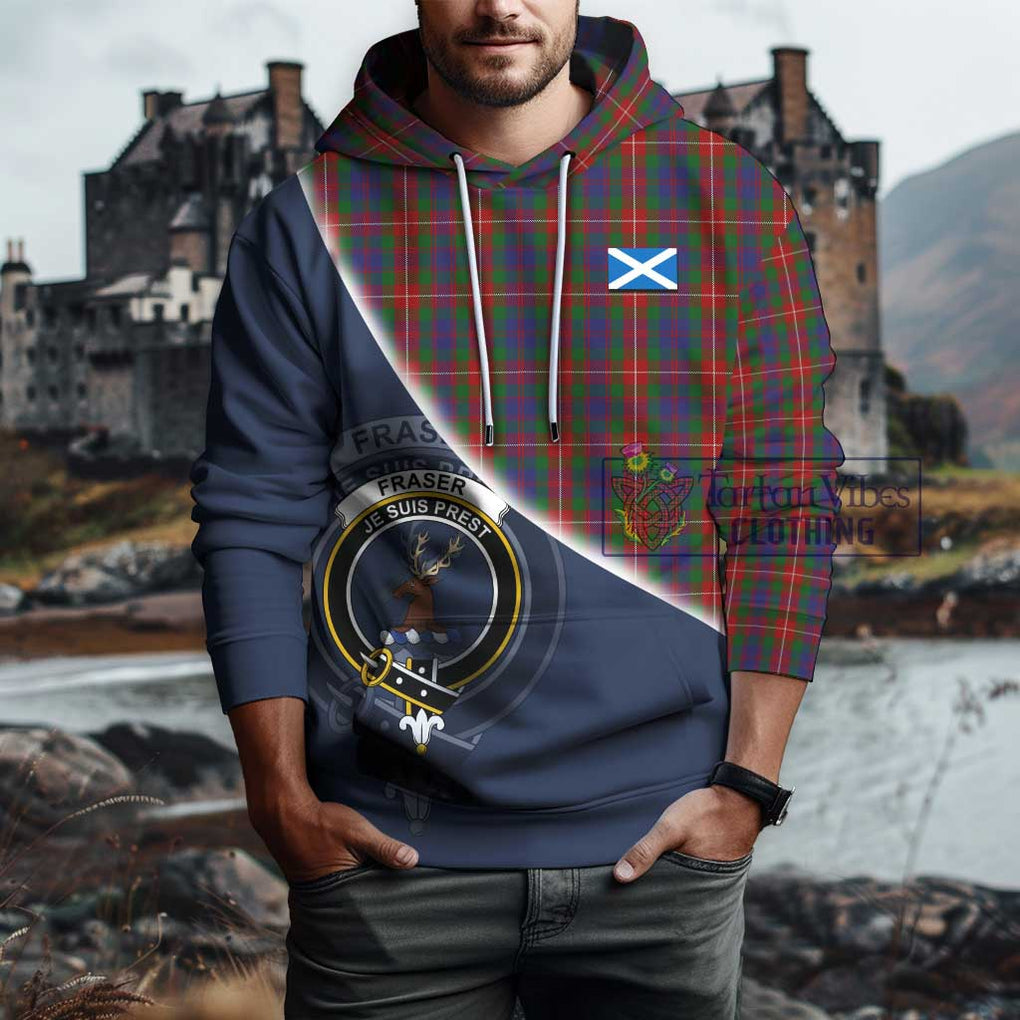 Fraser of Lovat Tartan Hoodie with Personalised National Flag and Family Crest Half Style - Tartanvibesclothing Shop