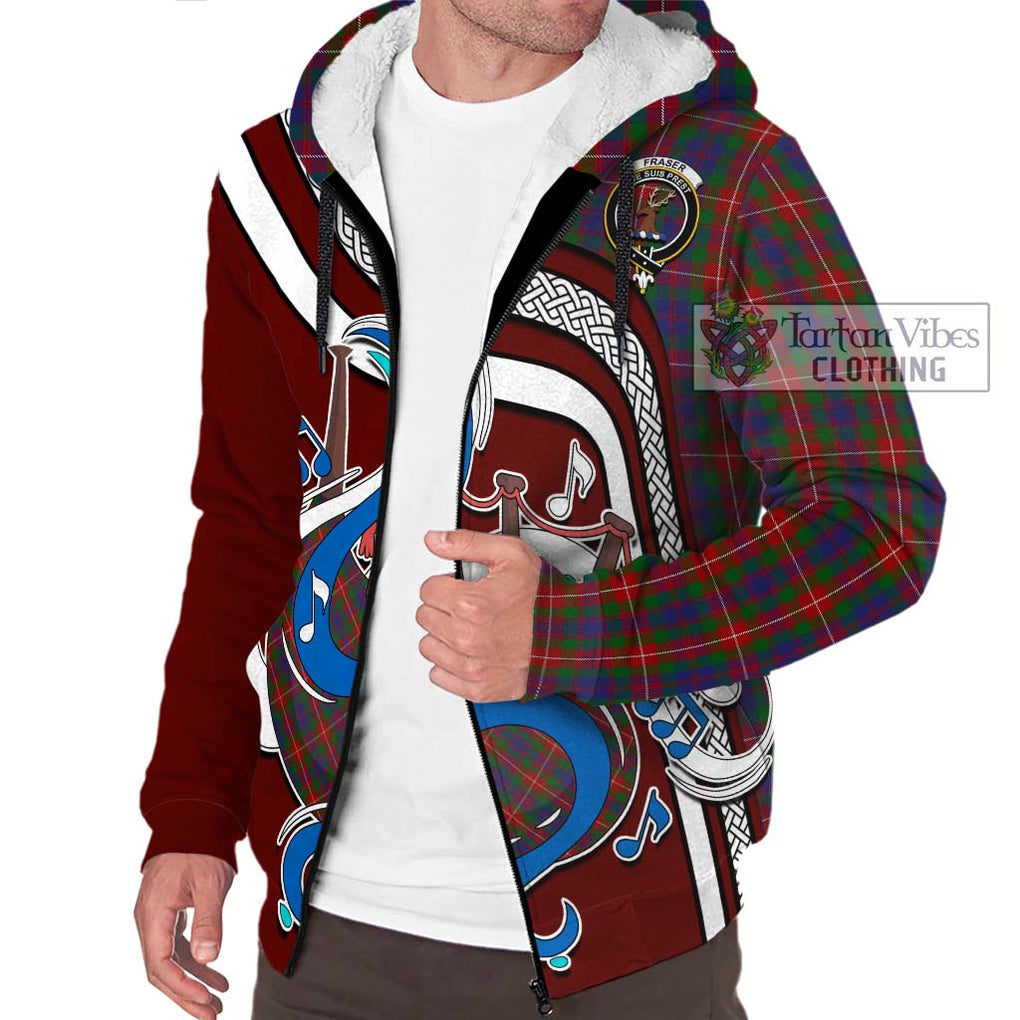 Fraser of Lovat Tartan Sherpa Hoodie with Epic Bagpipe Style Unisex - Tartanvibesclothing Shop