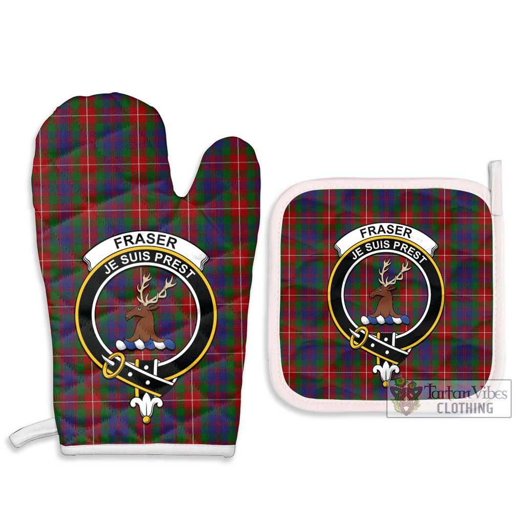 Tartan Vibes Clothing Fraser of Lovat Tartan Combo Oven Mitt & Pot-Holder with Family Crest