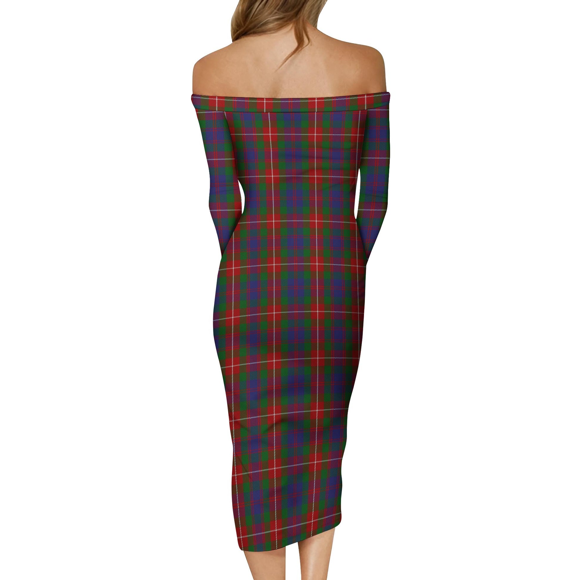 Fraser of Lovat Tartan Off Shoulder Lady Dress - Tartanvibesclothing