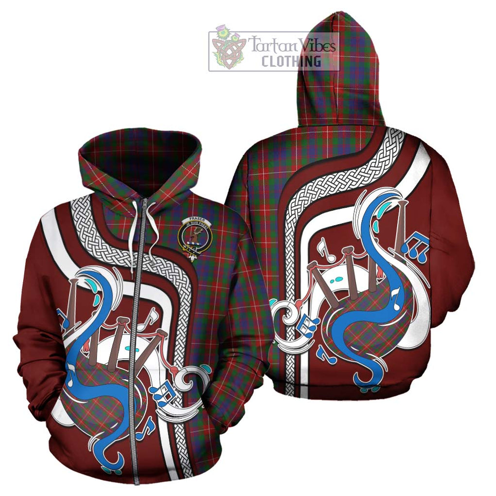 Fraser of Lovat Tartan Hoodie with Epic Bagpipe Style - Tartanvibesclothing Shop